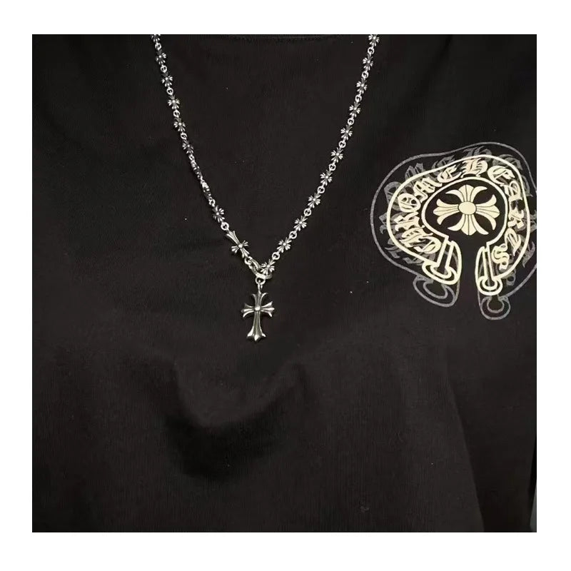 Cross Chain Necklace With Zircon