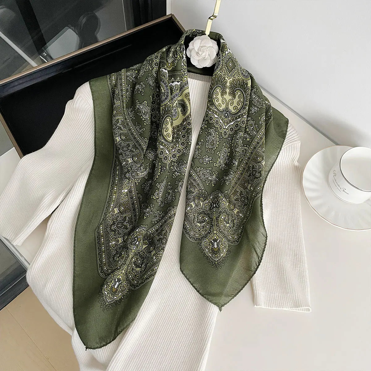 Scarf Paisley Print Square Shawl