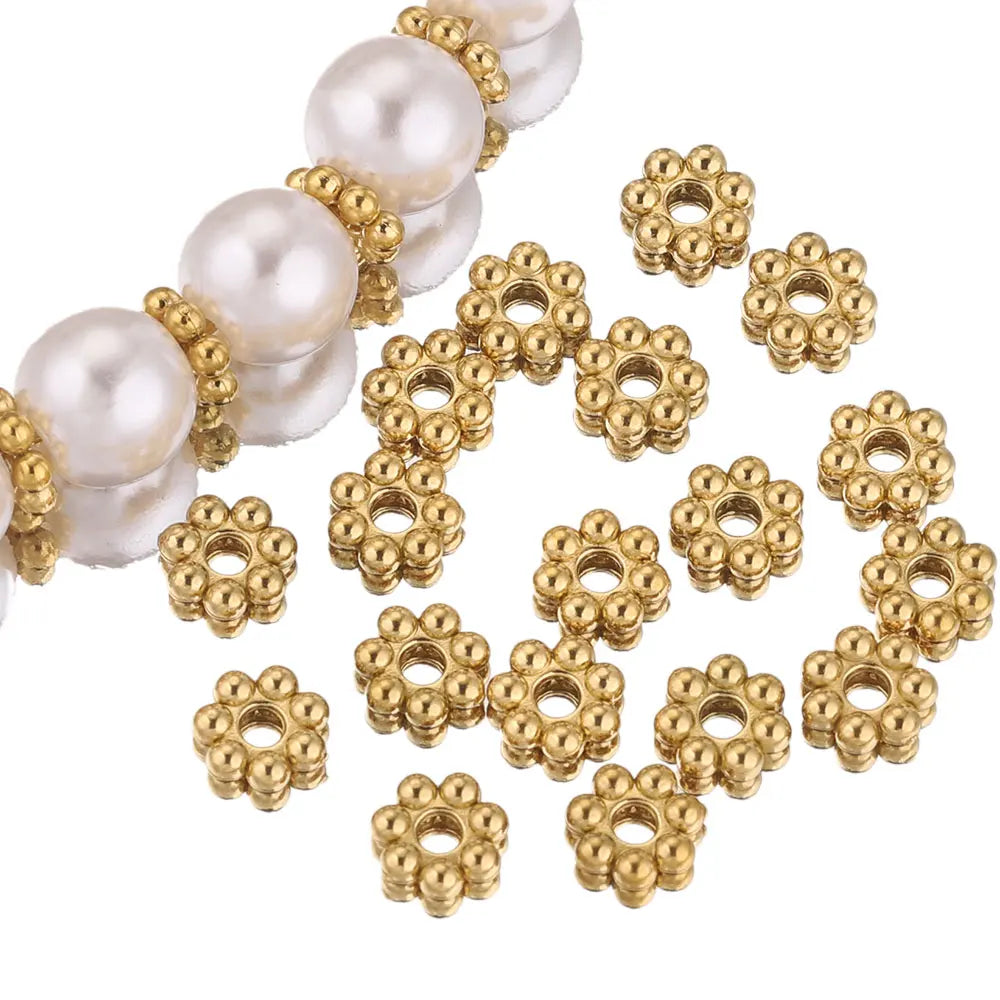 Alisaya Craft Gold Plated Stainless Steel Daisy Snowflake Spacer Beads