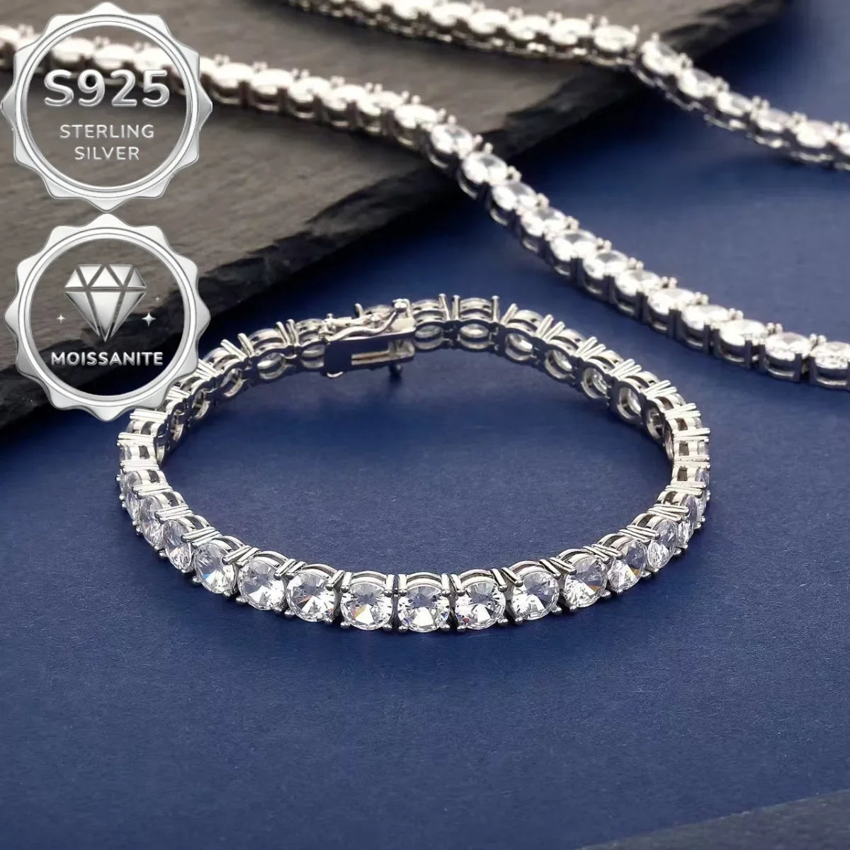 Moissanite Tennis Necklace 925 Sterling Silver Jewelry