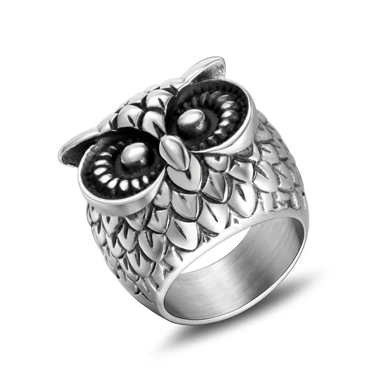 Owl Titanium Steel Ring