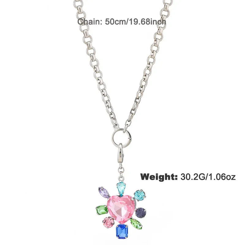 Necklace Peach Color Flower Zircon