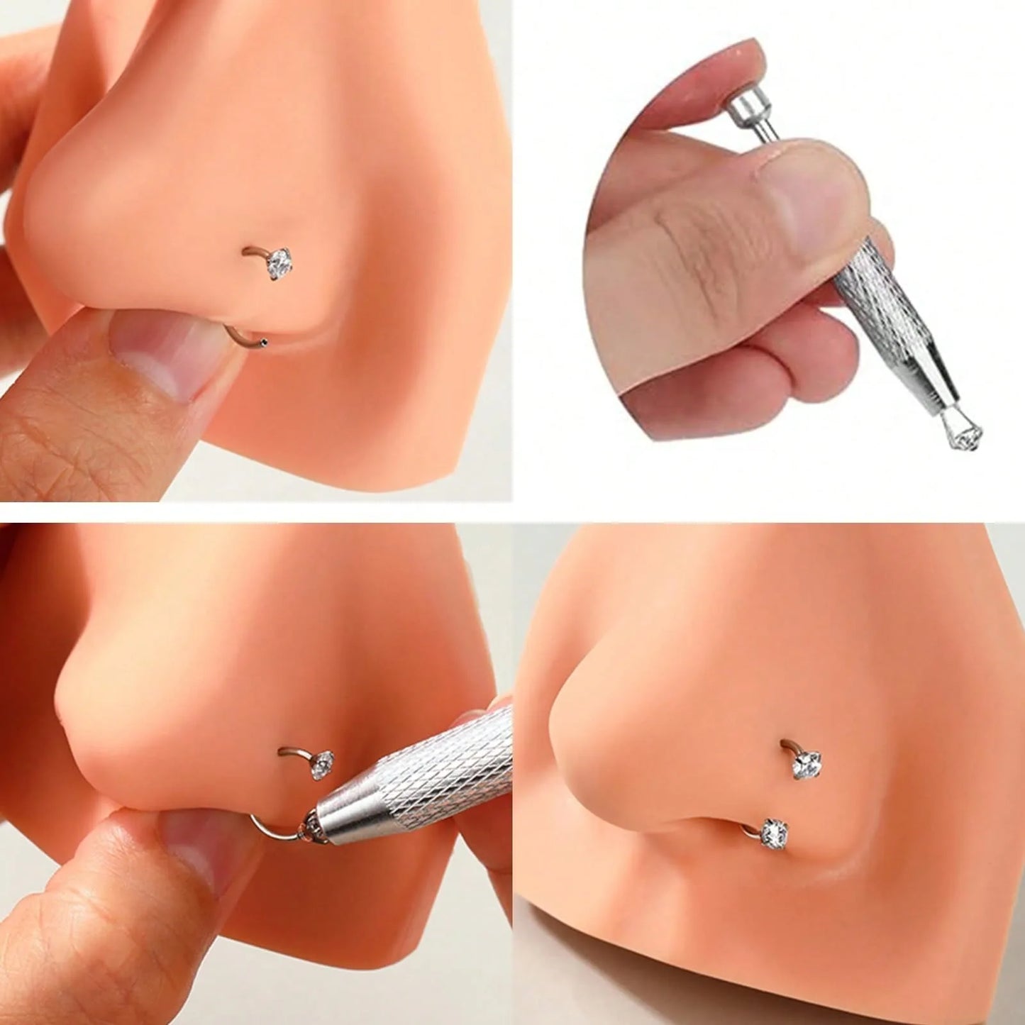 Stainless Steel Horseshoe Nose Studs With Cubic Zirconia