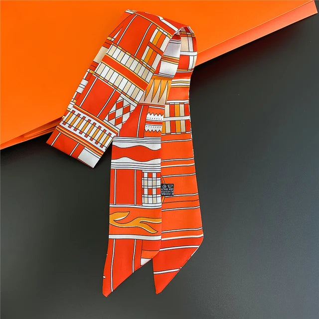 Scarf Skinny Plaid Silk Accessory