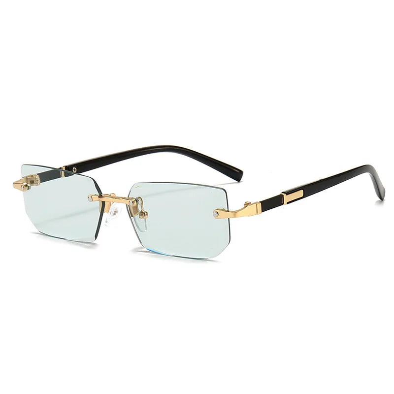 Sunglasses Frameless Diamond Shaped Leopard UV400 Small Frame
