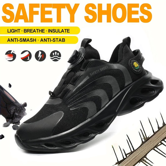 Breathable Lace Free Mens Safety Shoes Anti Puncture Anti Smash
