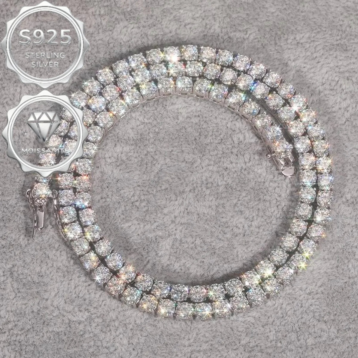 Moissanite Tennis Necklace 925 Sterling Silver Jewelry