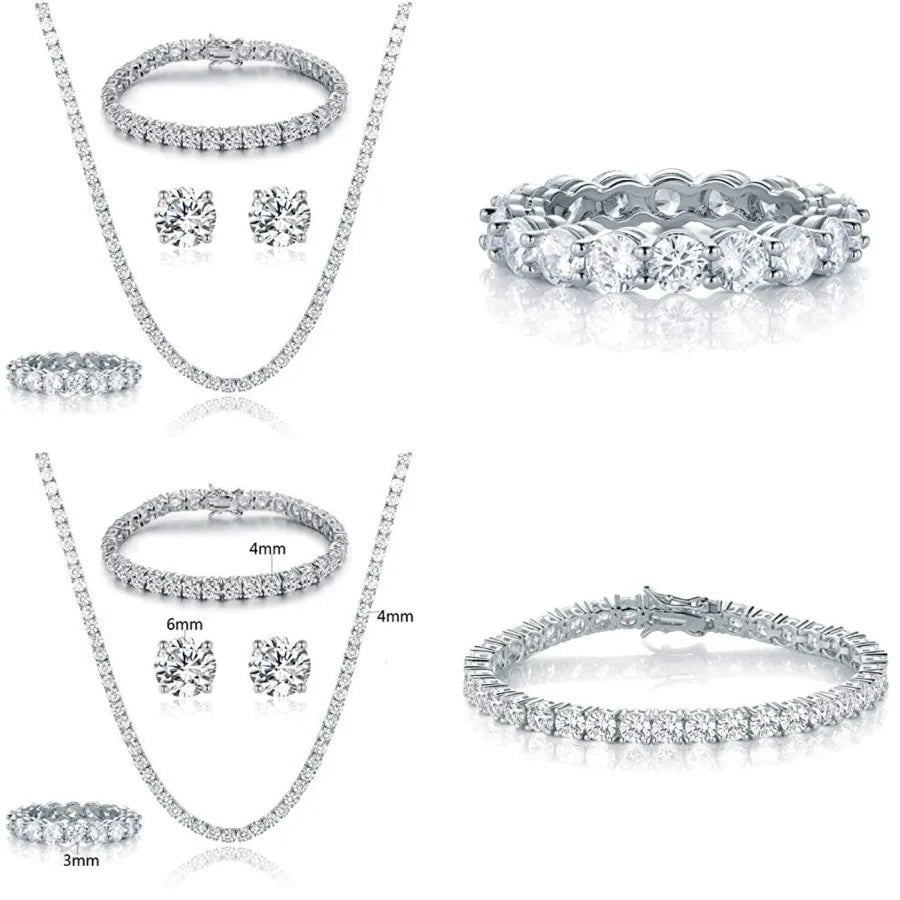 18K Gold Plated Jewelry Set Necklace Bracelet Earrings Rings