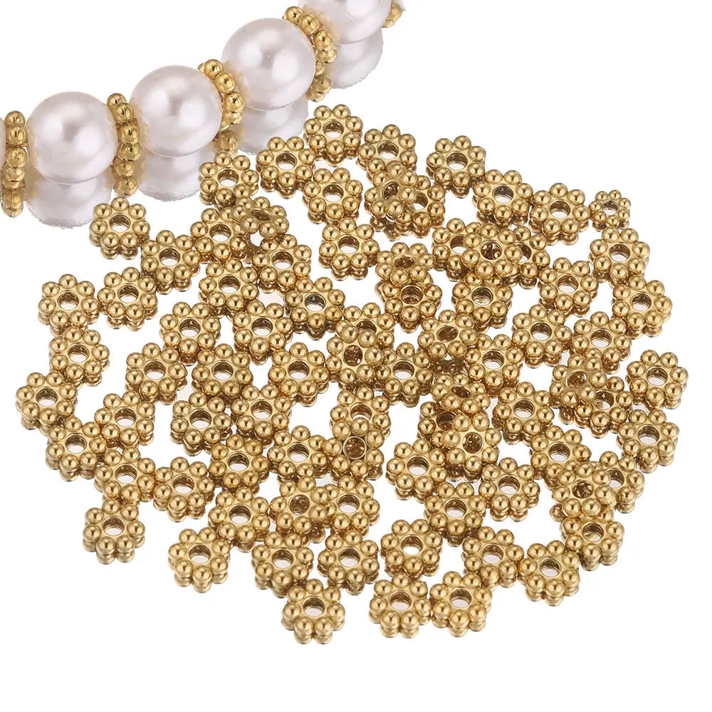 Alisaya Craft Gold Plated Stainless Steel Daisy Snowflake Spacer Beads