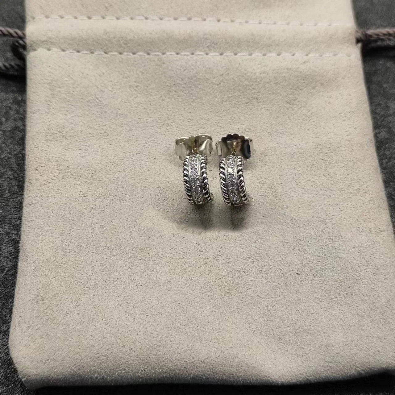 Sterling Silver Zircon Stud Earrings 925