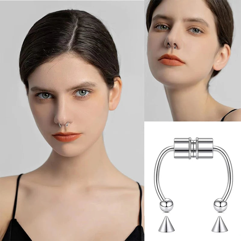 Nose Ring Hoop Magnetic Clip Non Piercing Jewelry