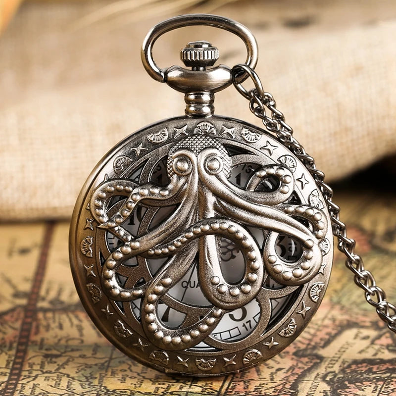 Watch Chain Vintage Octopus Pattern Quartz Pocket