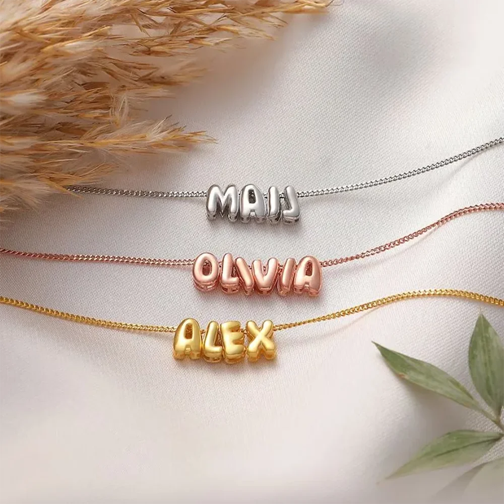 Necklace Stainless Steel Custom Bubble Name