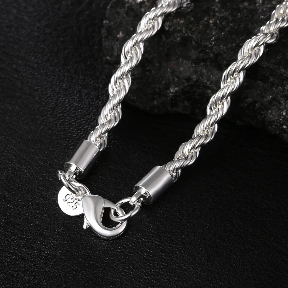 Rope Chain Necklace Stainless Silver 925