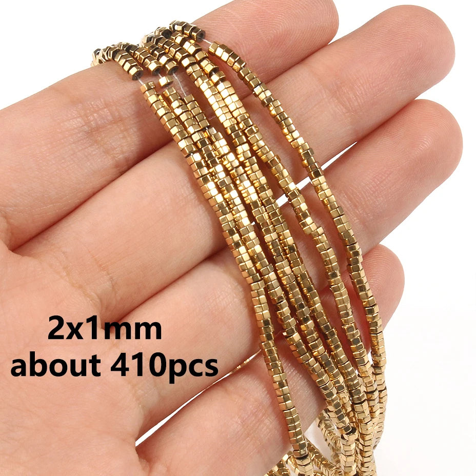 GMB724 Real Gold Plated Hematite Beads Irregular Heart Cube Rondelle