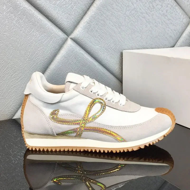 Men Flow Runner Sneakers With Nylon Lace Up Rubber Sole