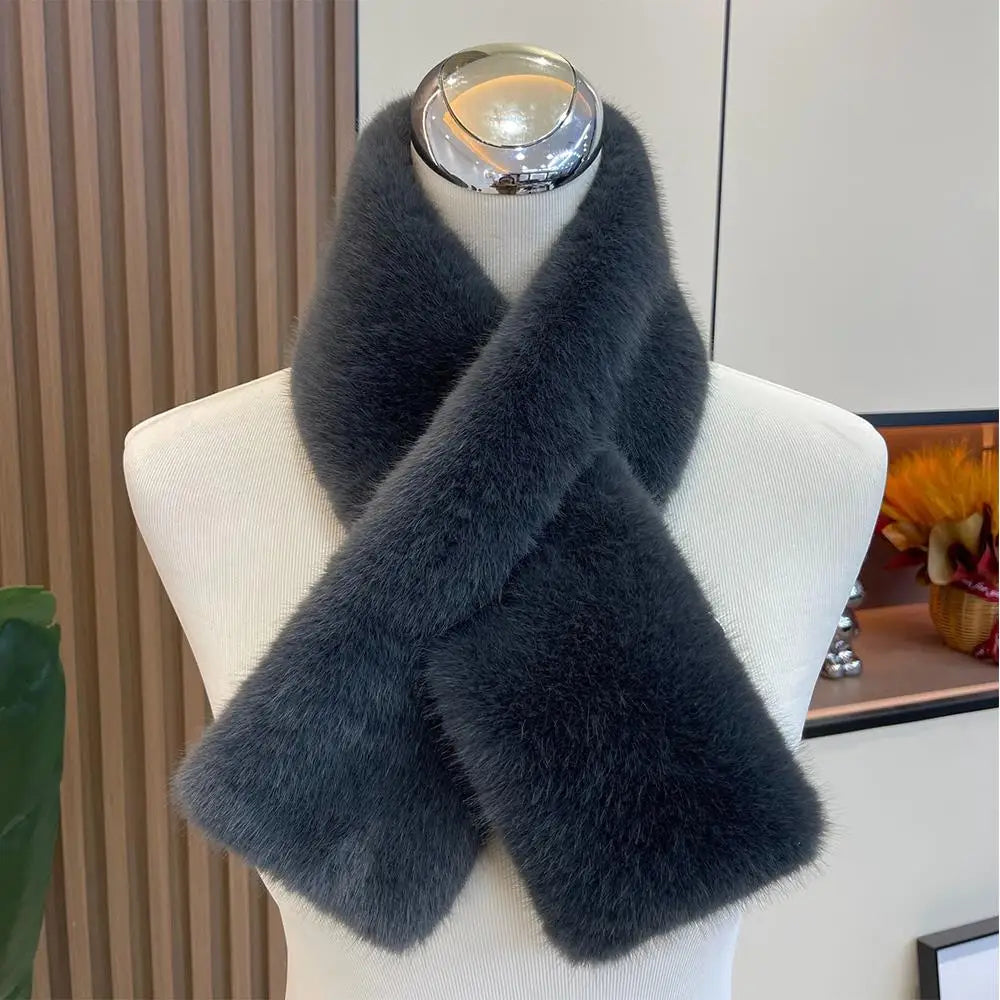 Rabbit Fur Shawl Scarf Double Sided Plush