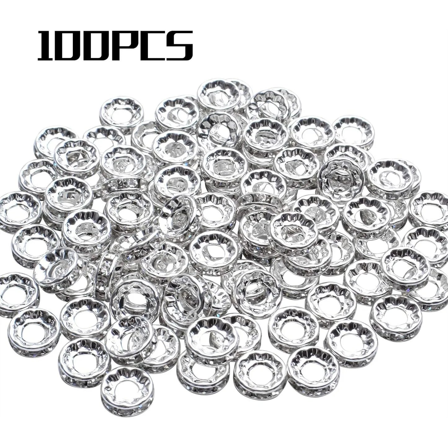 Rhinestone Spacer Beads Crystal Large Hole European Metal Beads