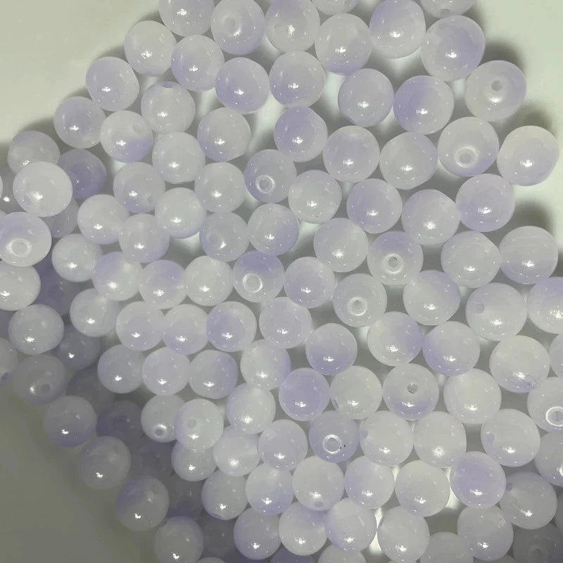 50pcs 8/10mm Dual Color Glass Round Loose Spacer Beads for Handmade Jewelry and Accessories