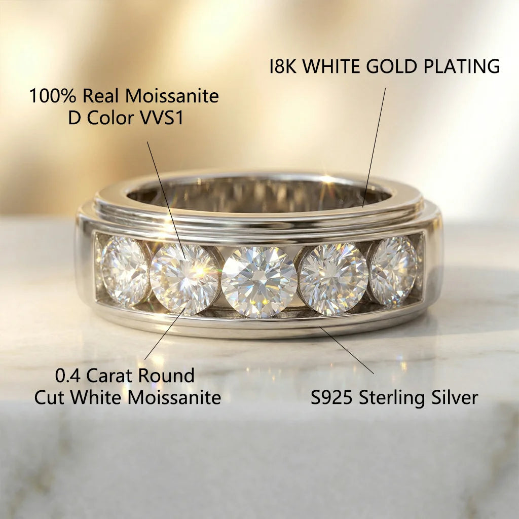 Moissanite Ring Sterling Silver 2 Carat