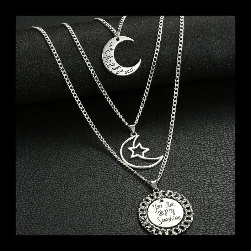 Star Moon Necklace Pendant Chain
