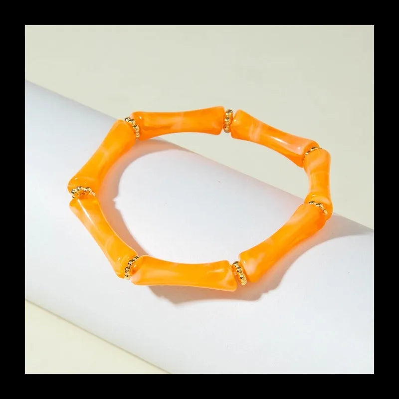 Bracelet Bamboo Tube Elastic Beaded
