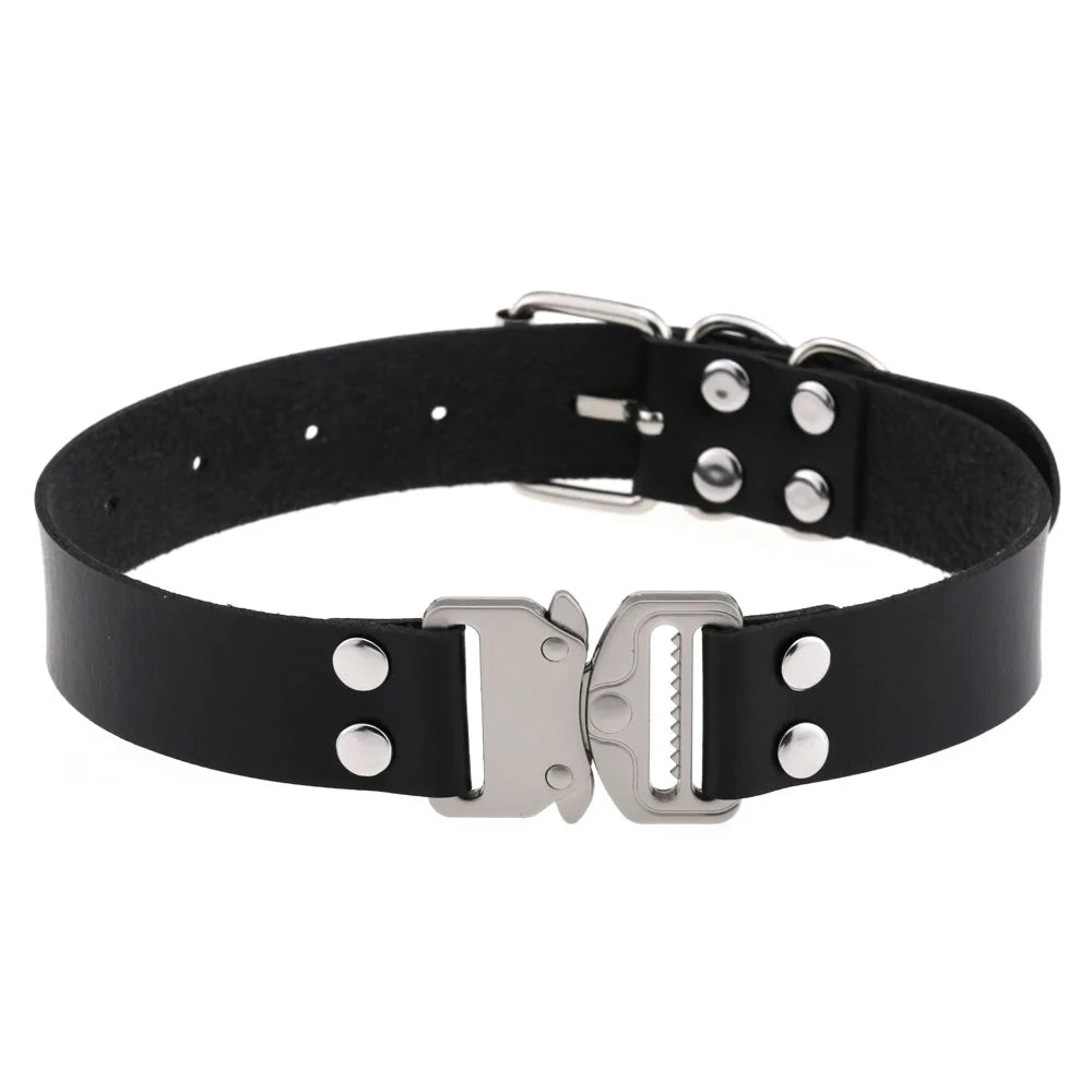 Choker Buckle Necklace PU Leather Cosplay