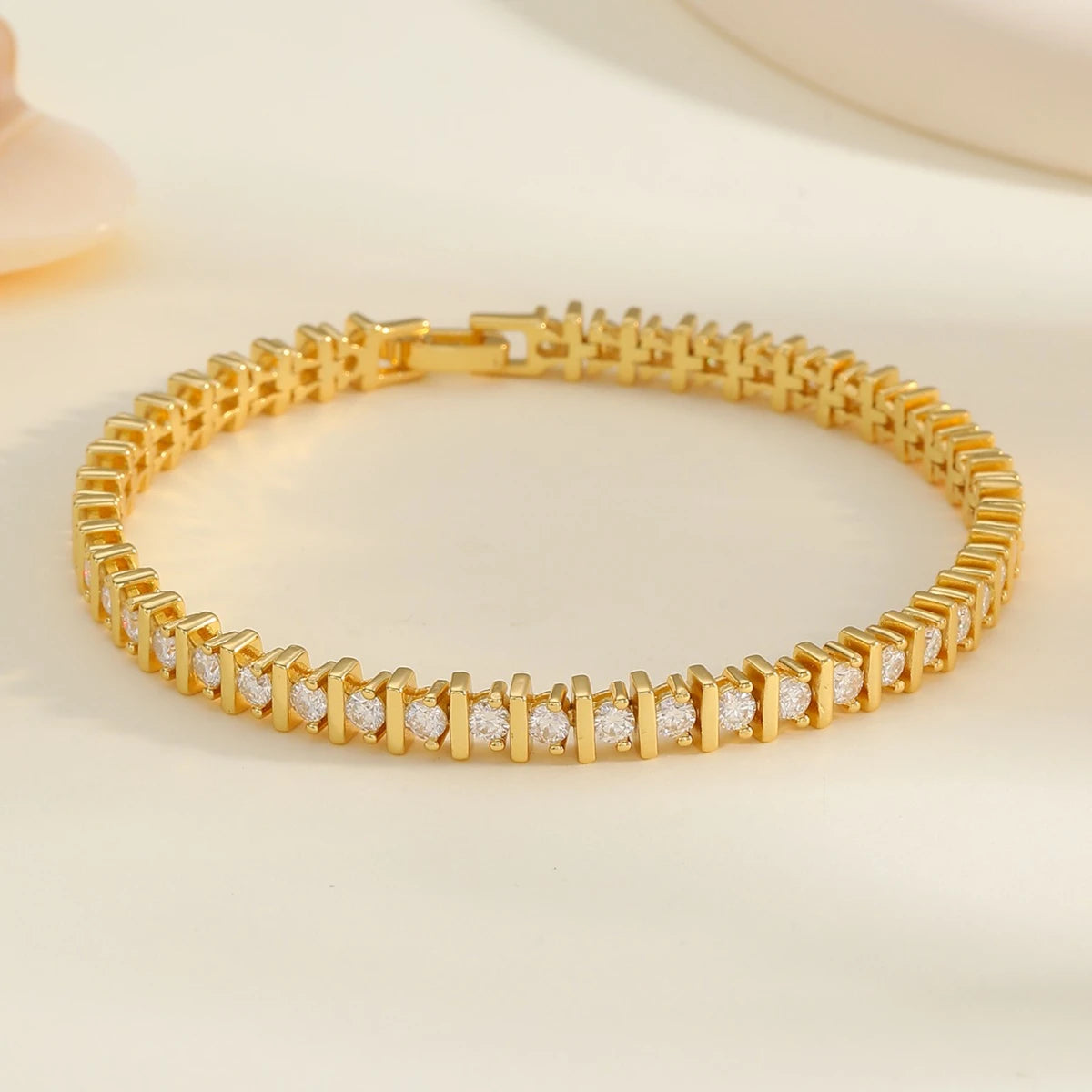 S925 Silver Moissanite Tennis Bracelet 18k Gold-plated