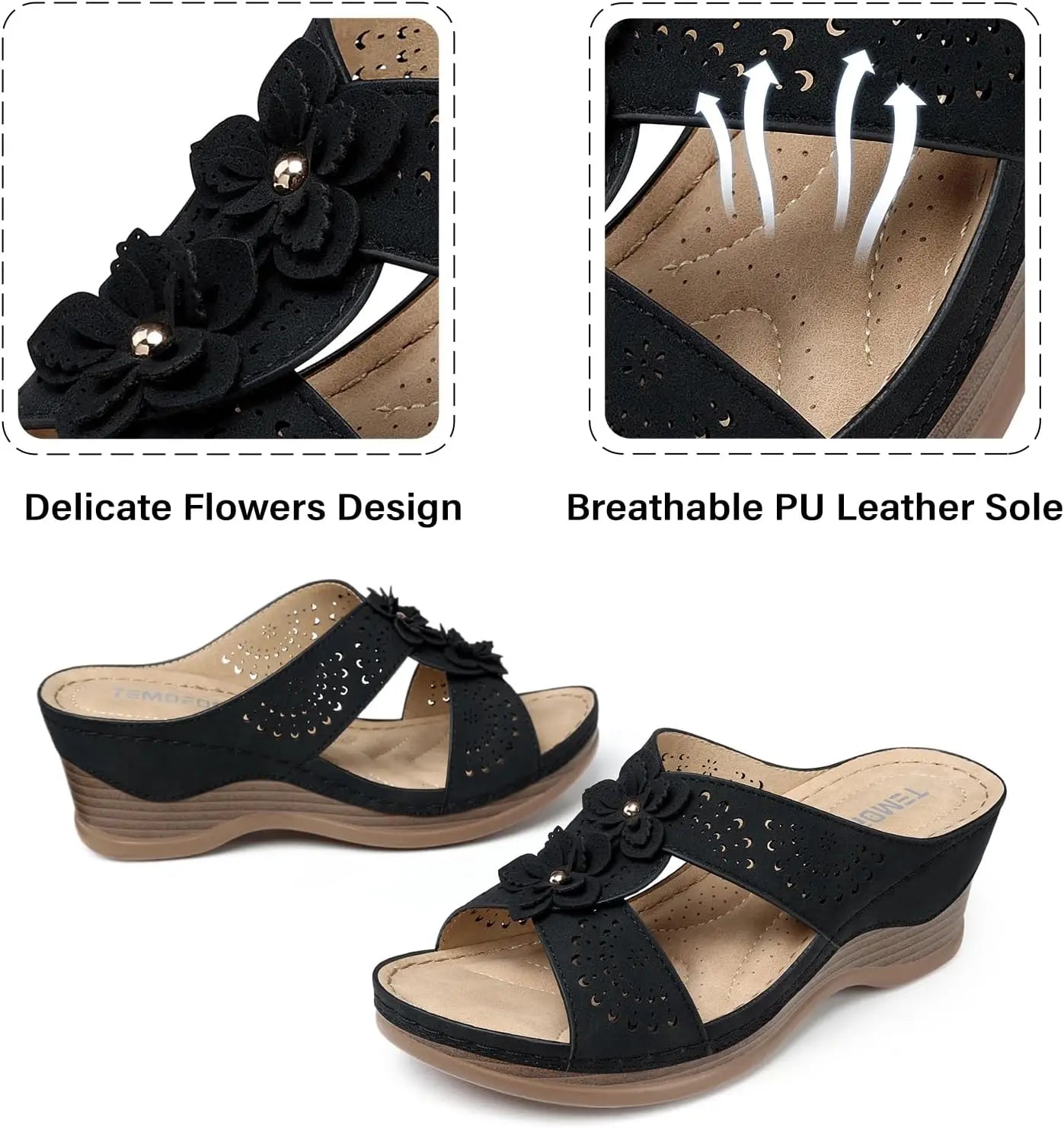 Women's Wedge Sandals  Rubber Sole Comfort