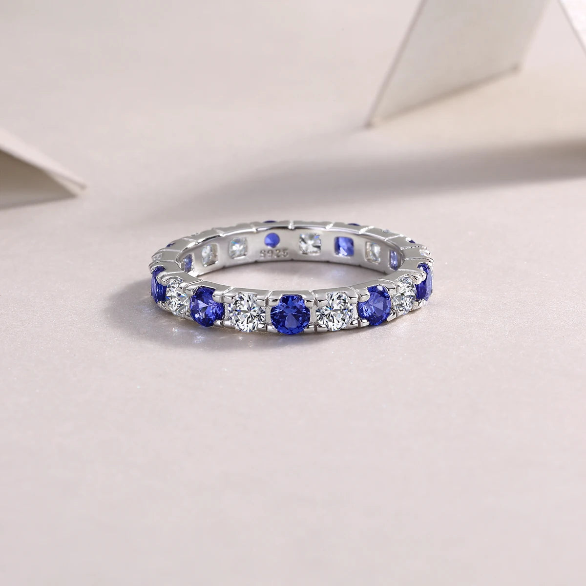 S925 Silver Ring Moissanite Sapphires 18K Gold Plated