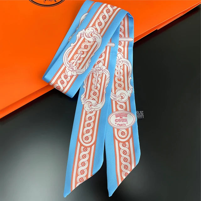 Scarf Skinny Plaid Silk Accessory