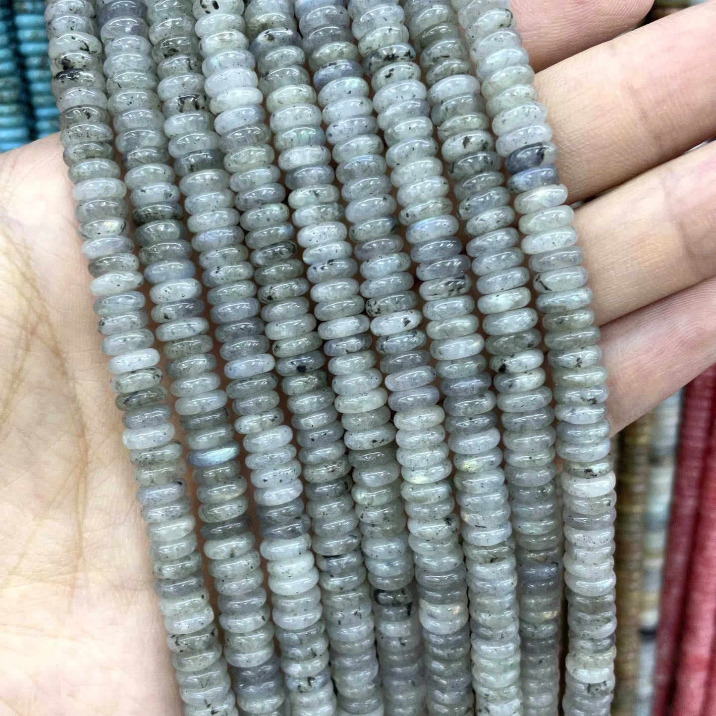 Natural Stone Bead Spacers Quartz Jasper Agate Flat Round