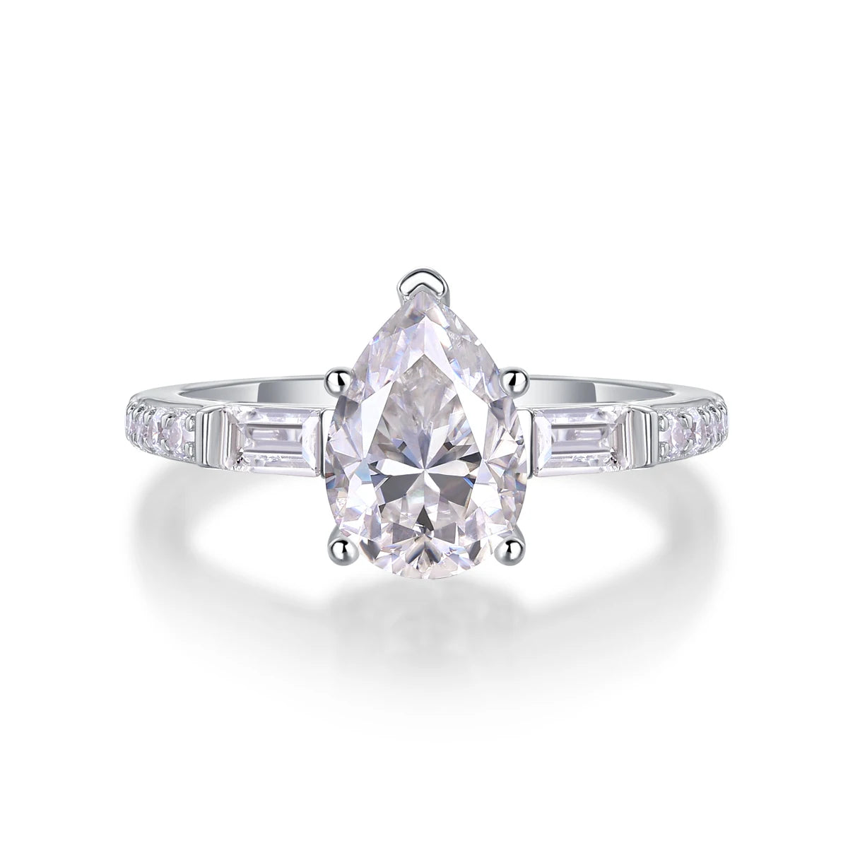 Moissanite Diamond Ring Titanium Silver Luxury Fashion Set