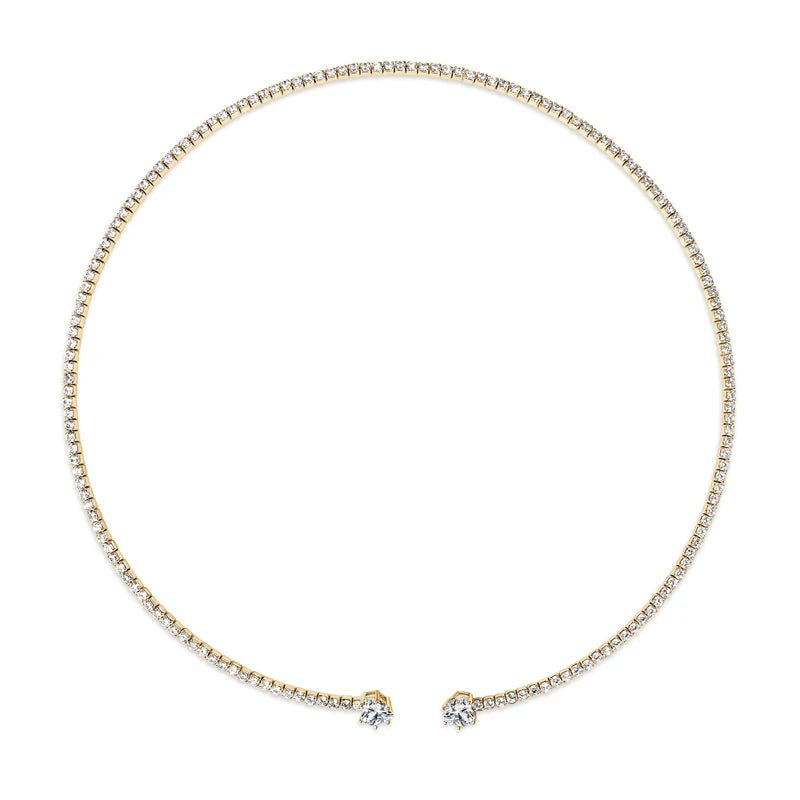 Oxtao Open Moissanite Heart Tennis Necklace Sterling Silver