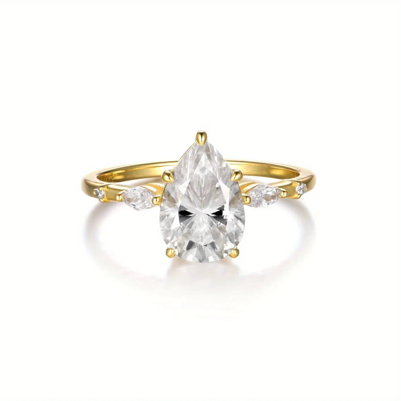 Moissanite Ring in Sterling Silver 2 Carat Teardrop