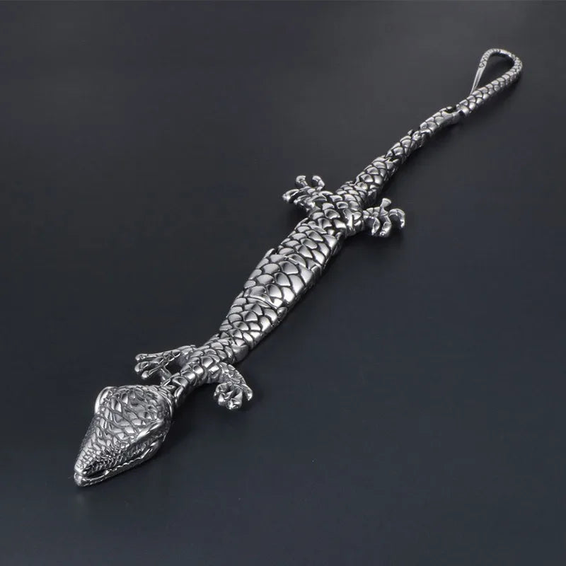 NONECN Stainless Steel Crocodile Link Bracelet For Men
