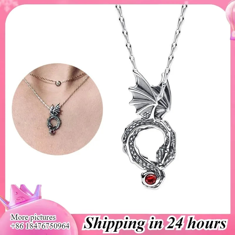 925 Necklace Sterling Silver Dragon Pendant