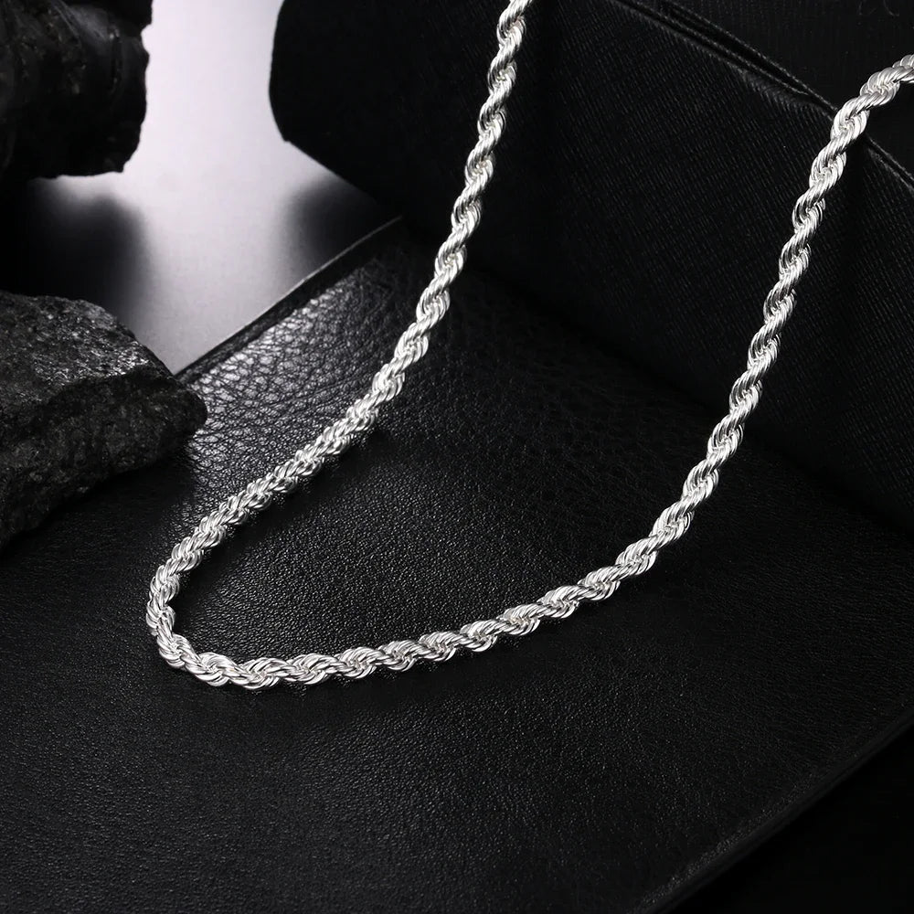 Rope Chain Necklace Stainless Silver 925