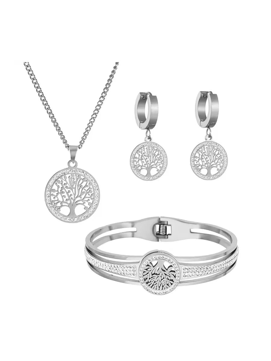Earrings Necklace Bracelet Tree of Life Set