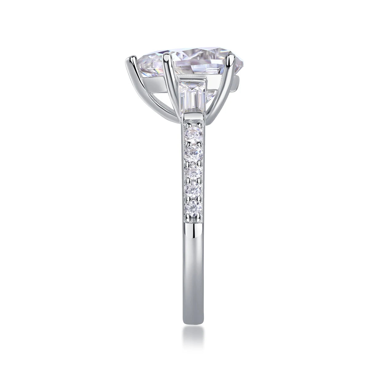 Moissanite Diamond Ring Titanium Silver Luxury Fashion Set