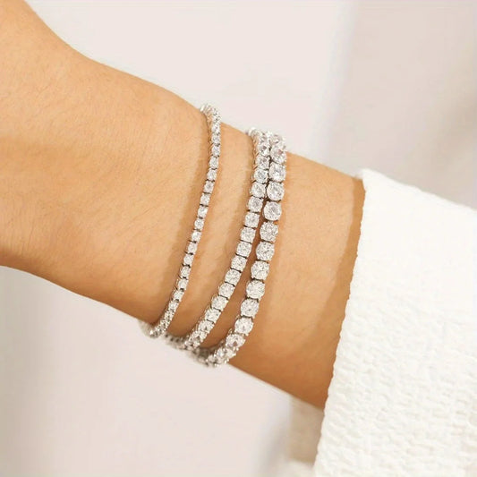 Sterling Silver Moissanite Tennis Bracelet Unisex Hypoallergenic