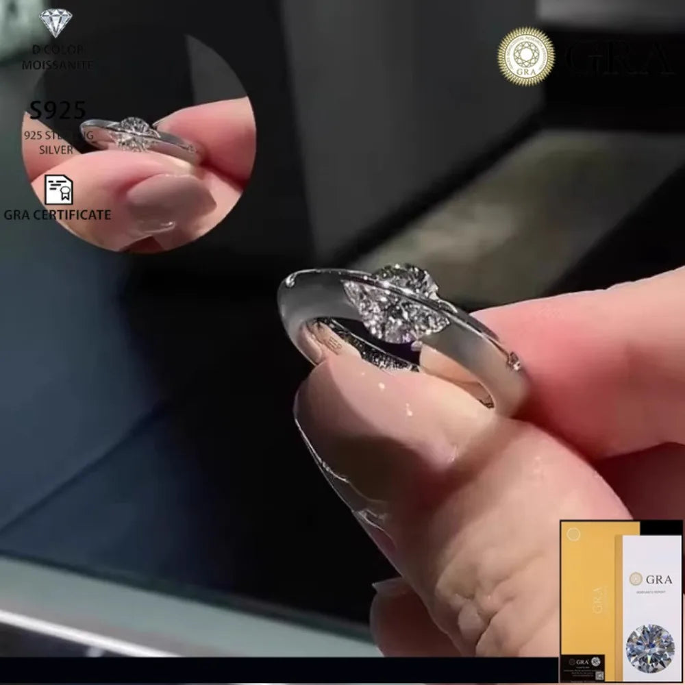 Ring Silver Star Rotatable diamond