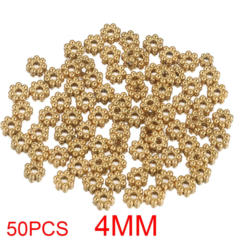 Alisaya Craft Gold Plated Stainless Steel Daisy Snowflake Spacer Beads
