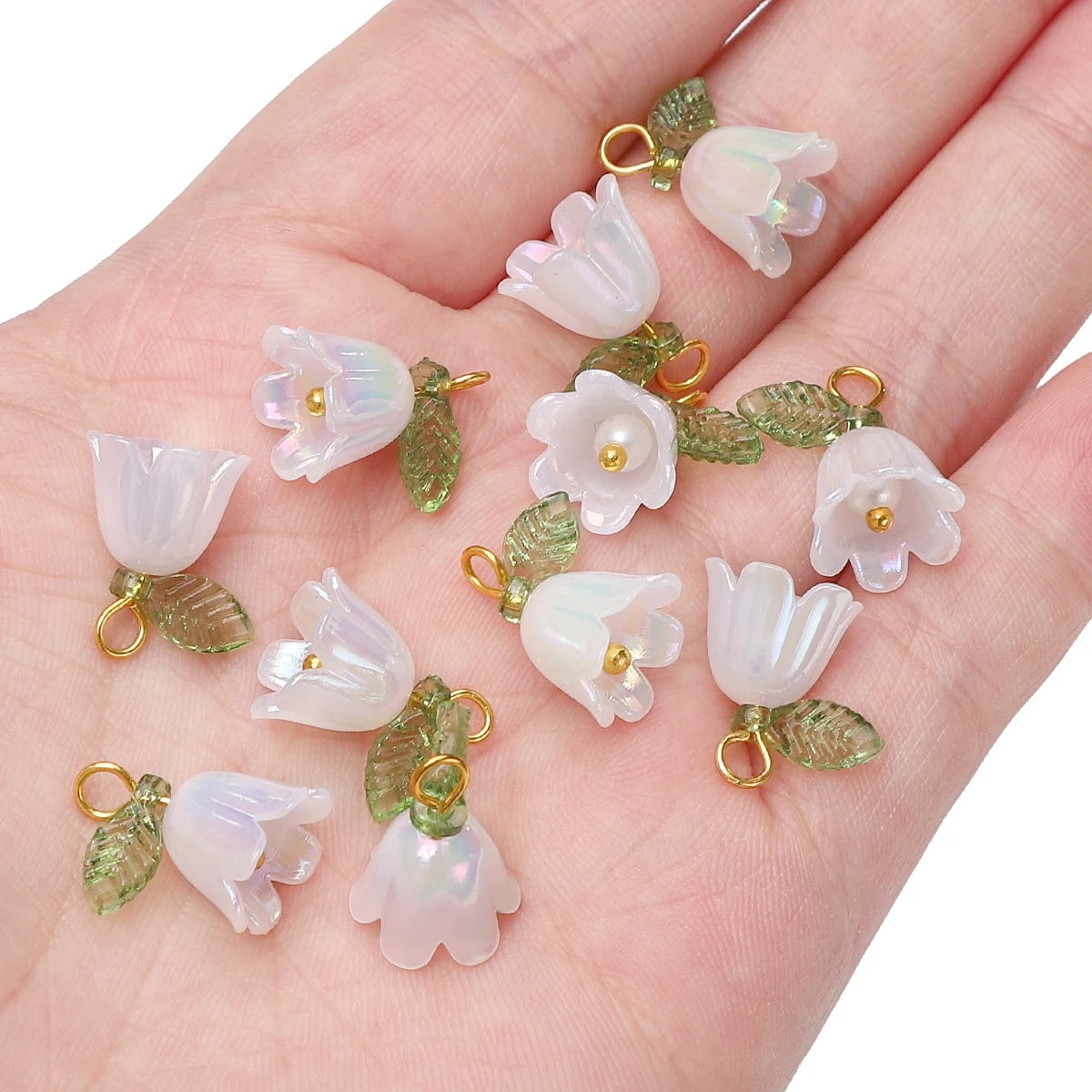Acrylic Lily of the Valley Flower Bud Beads for Jewelry