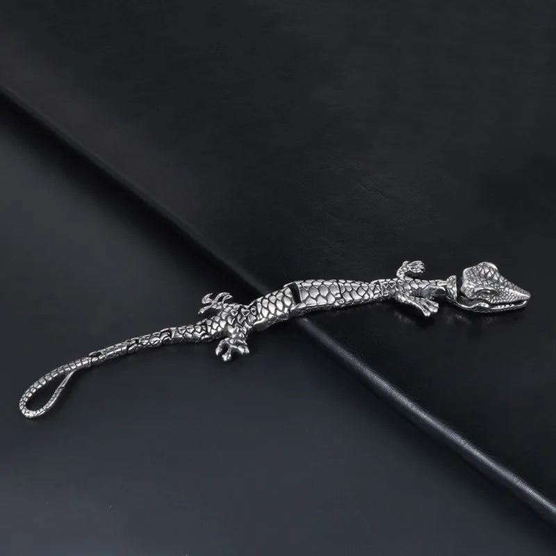 NONECN Stainless Steel Crocodile Link Bracelet For Men