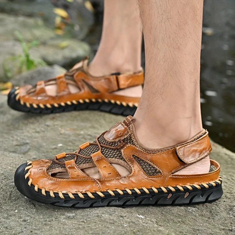 Sandals Mens Handmade Stitching Non Slip