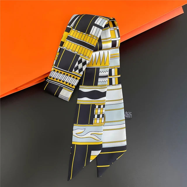 Scarf Skinny Plaid Silk Accessory