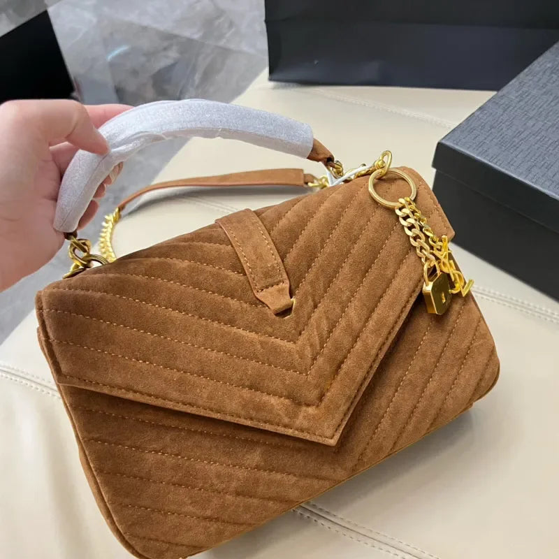 Bag Suede With Tassel Lock Decoration