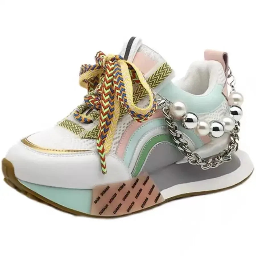 Breathable Canvas Dad Shoes With Thick Rubber Sole Casual
