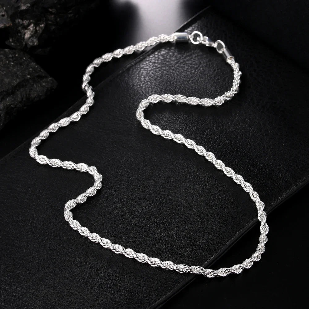 Rope Chain Necklace Stainless Silver 925